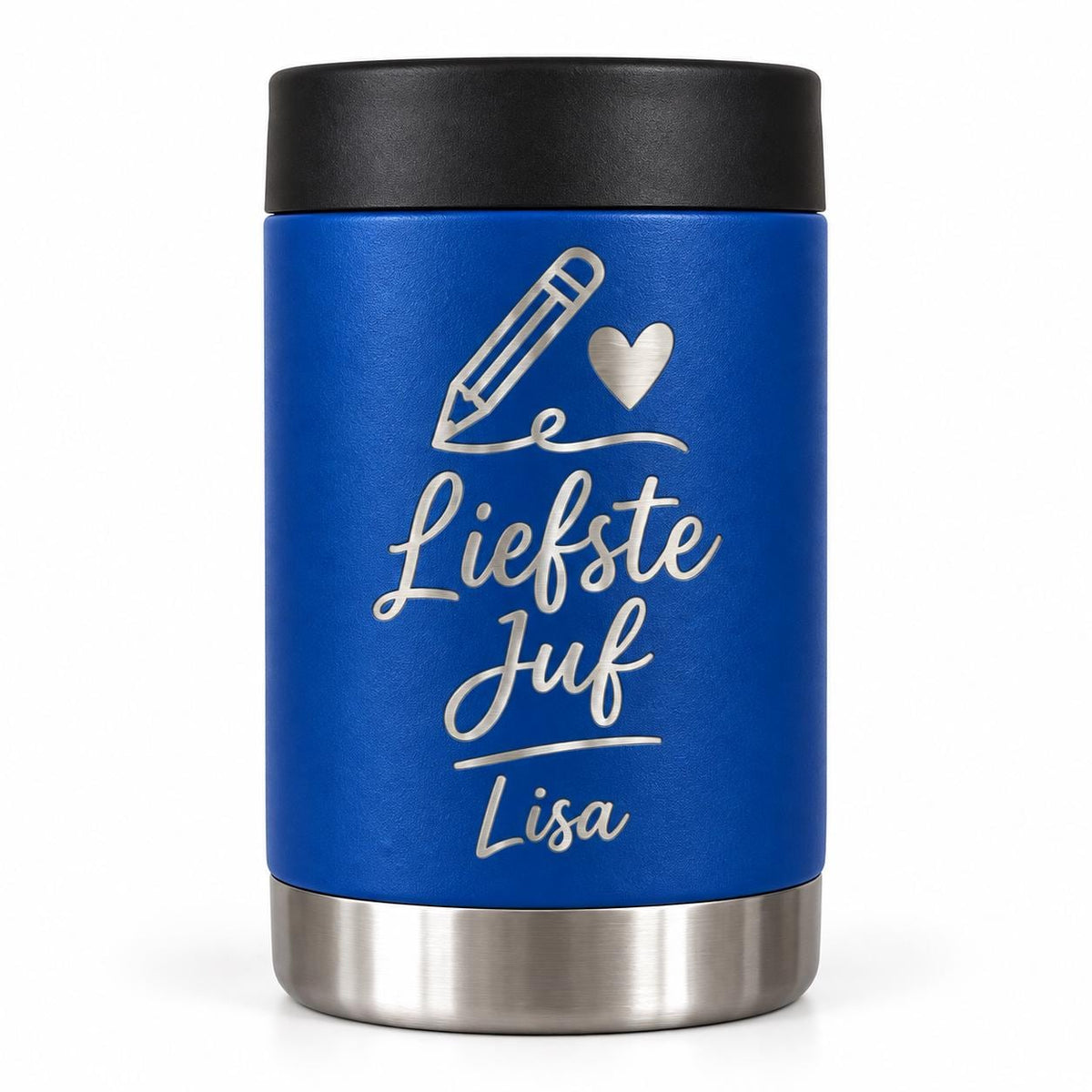 Blikkoeler voor juf of meester met naam – 330 ml – productfoto 1
