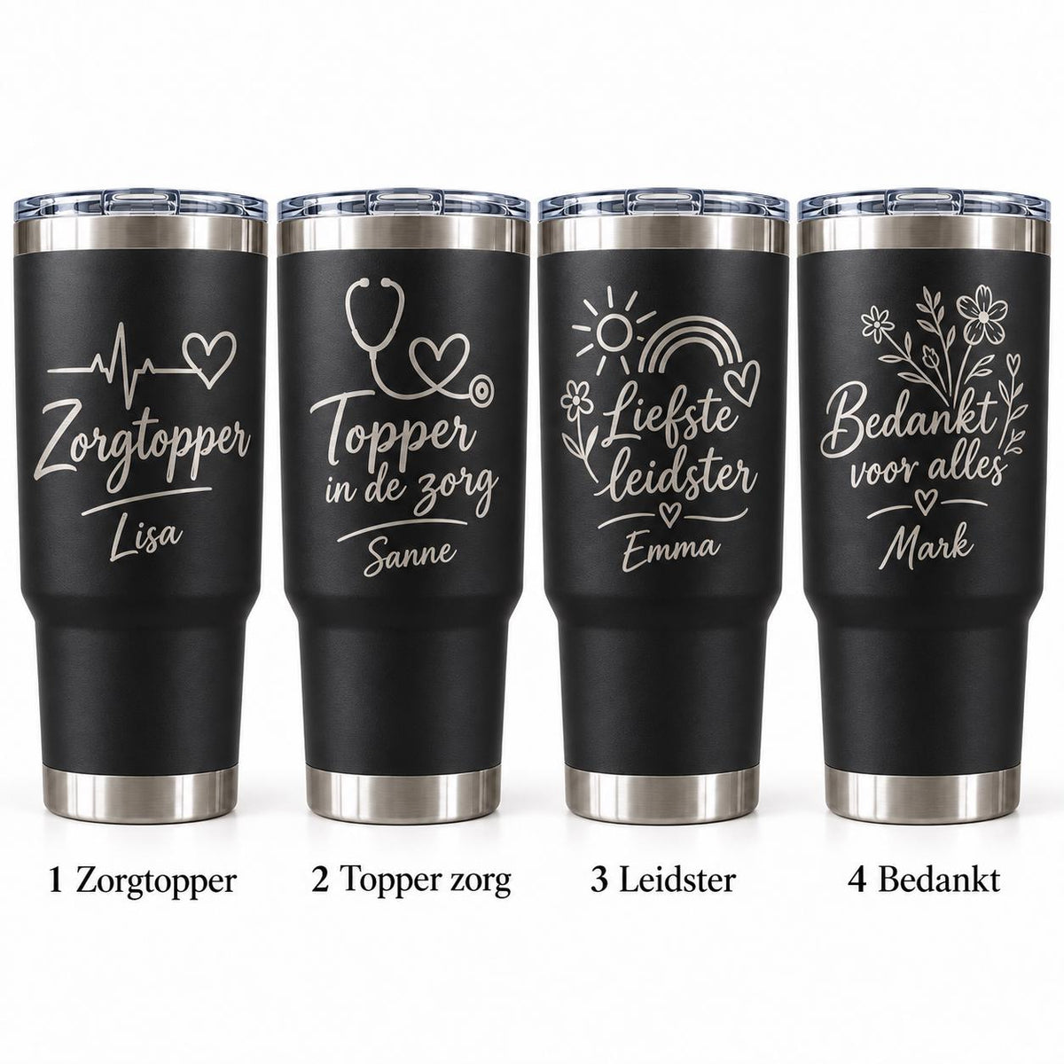 Thermosbeker als zorgbedankje met naam – 800 ml – origineel product- en uitvoeringsvoorbeeld 2