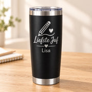 Zwarte thermosbeker voor juf of meester – 500 ml – productfoto 1