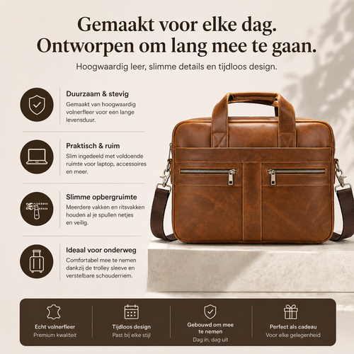 Leren Business Tas – Met Naam of Initialen