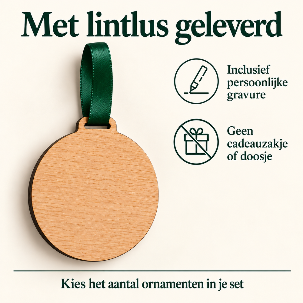 Digitale visualisatie: Inhoud: lintlus en gravure, geen cadeauverpakking