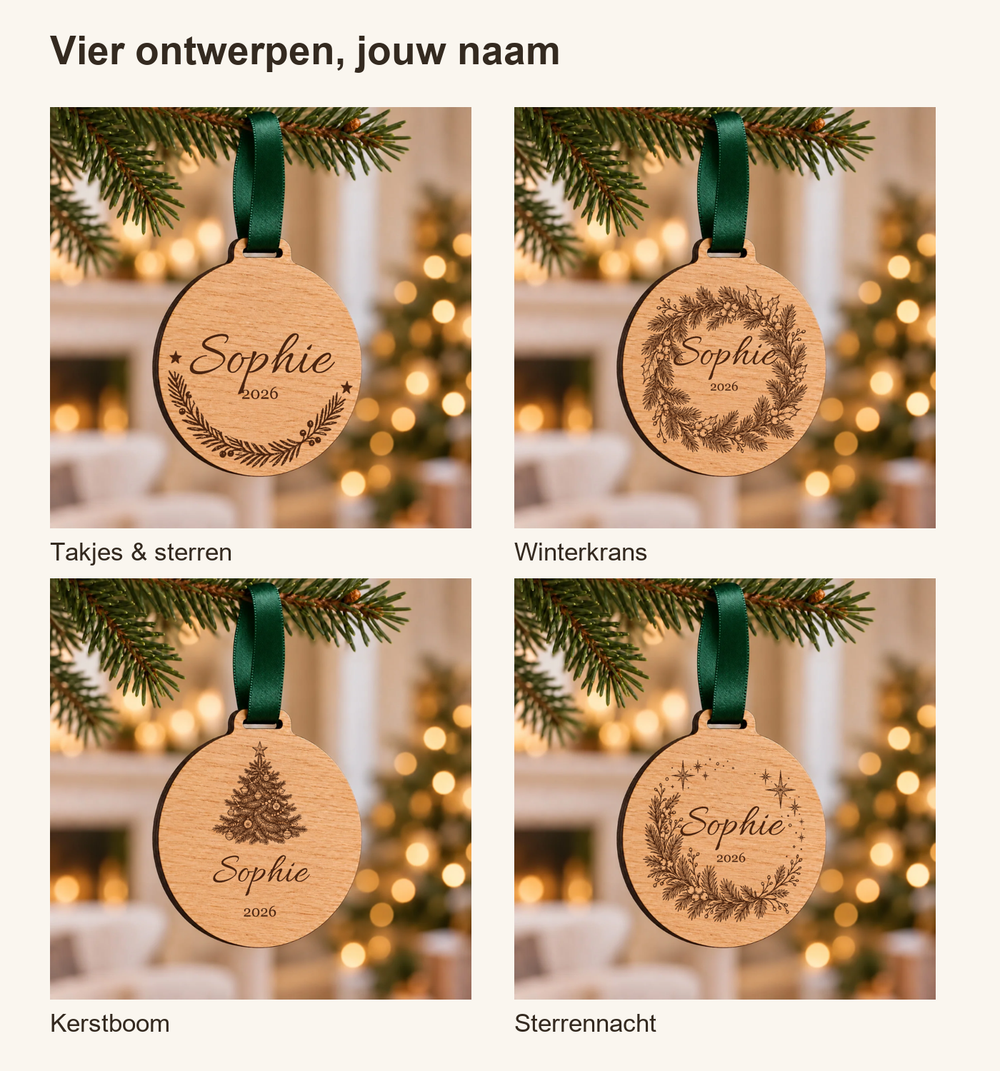Ruimere ornamentgravure v3: Vier ontwerpen met naam