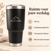 750 ml dubbelwandig RVS, transparant deksel en onderhoud